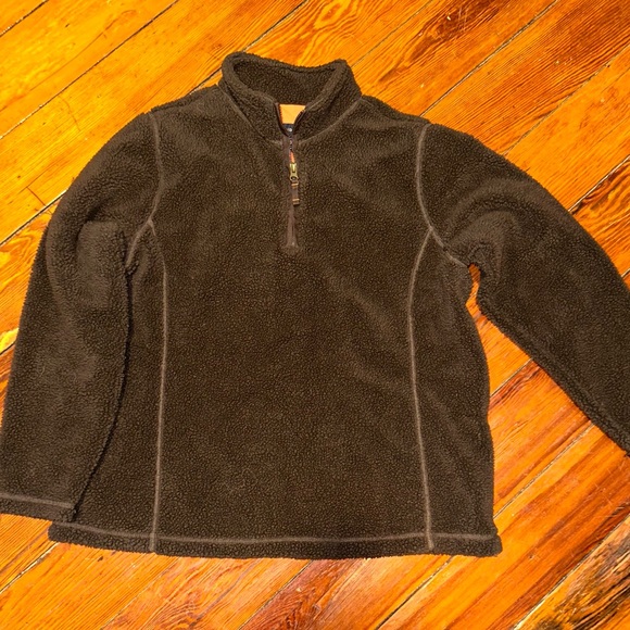 Lands End Chocolate Brown Boucle 3/4 Zip Fleece Top - Picture 4 of 8